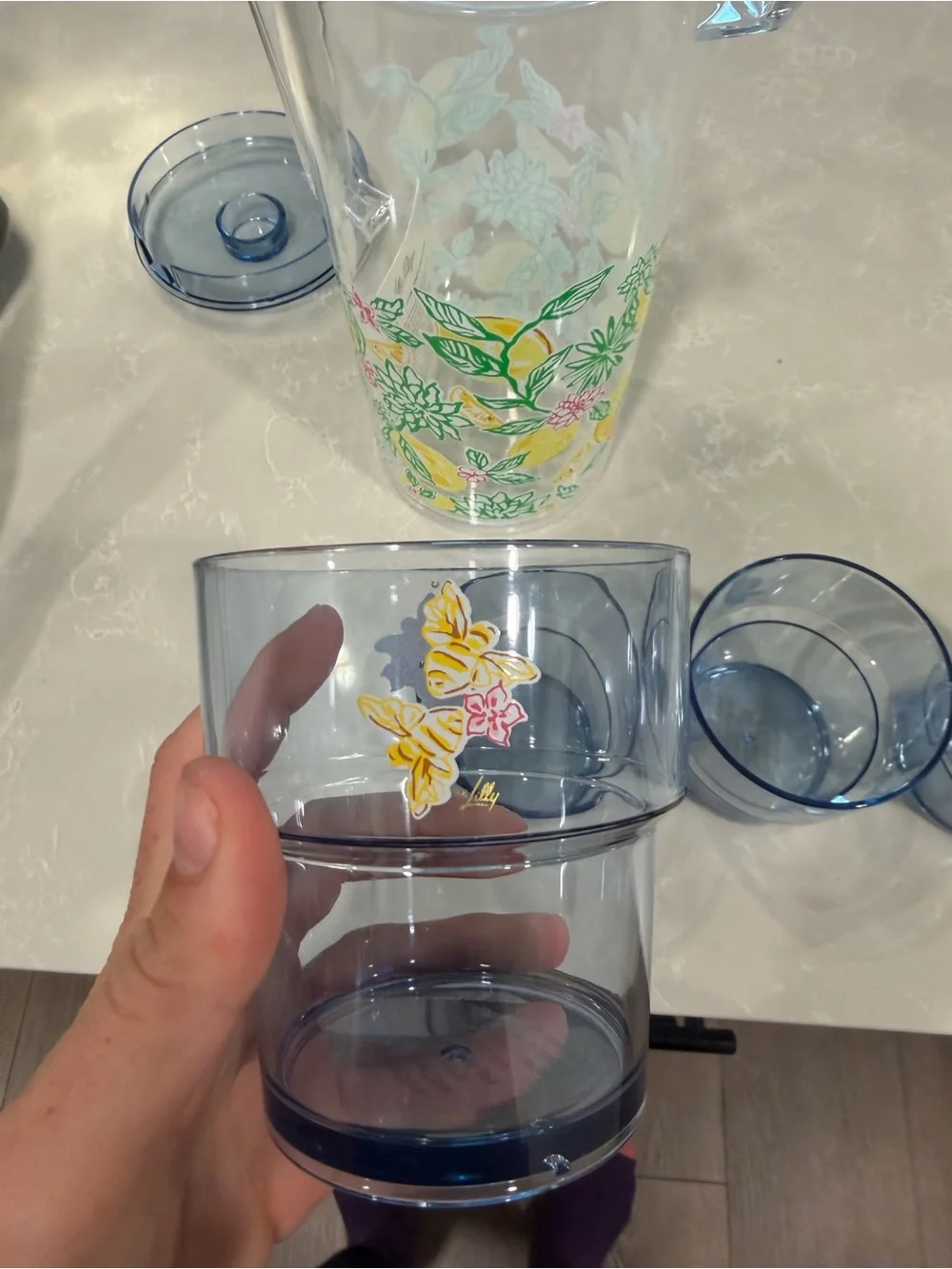 New Lilly Pulitzer pitcher and cup set